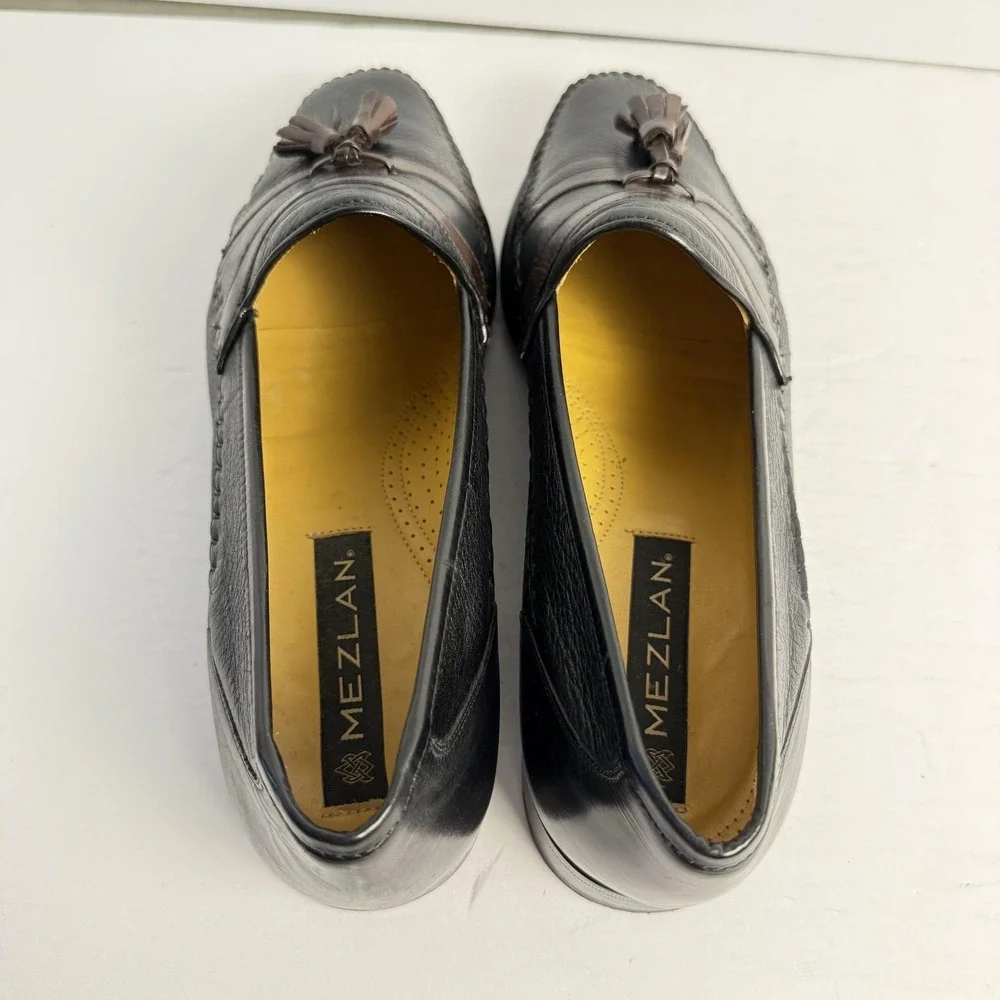 Mezlan Sierra Shoes Mens Size 12‎ Black Brown Leather Dress Tassel Loafers Spain
